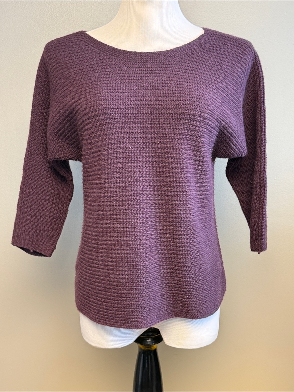 Ann Taylor Petite Wool Cashmere Blend Textured Knit Sweater Purple SP